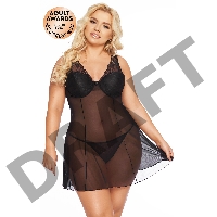 Комбинация и стринги SoftLine Collection Berta, черный, XXL