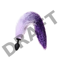 Анальная втулка с бело-фиолетовым хвостом POPO Pleasure by TOYFA, M, силикон, черная, 45 см, Ø 3,3 с