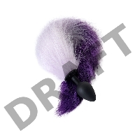 Анальная втулка с бело-фиолетовым хвостом POPO Pleasure by TOYFA, M, силикон, черная, 45 см, Ø 3,3 с