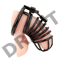 Металлическая черная клетка с замком для сексуальных пыток члена Deluxe Chastity Cage