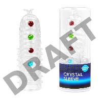 Закрытая белая насадка на пенис Crystal Sleeve с шариками и усиками - 14 см.