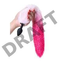 Анальная втулка с бело-розовым хвостом POPO Pleasure by TOYFA, S, силикон, черная, 45 см, Ø 2,7 см