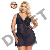 Комбинация и стринги SoftLine Collection Berta, синий, XXXL