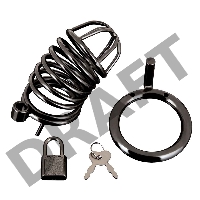 Металлическая черная клетка с замком для сексуальных пыток члена Deluxe Chastity Cage