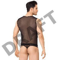 Костюм-сетка на замочке мужской SoftLine Collection (майка, трусы), черный, XL