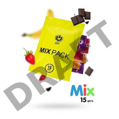 Презервативы ON MIX №12+3 - цветные/ароматизированные (ширина 54mm)