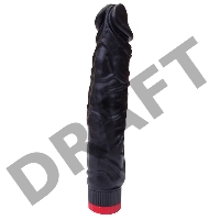 Реалистичный чёрный вибромассажер - 19,5 см.