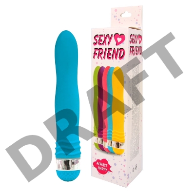 Голубой эргономичный вибратор Sexy Friend - 17,5 см.