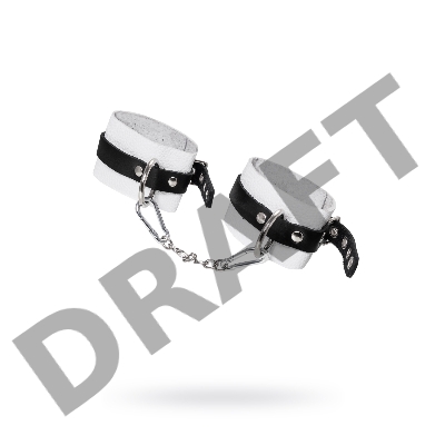Оковы Pecado BDSM, мягкие, с одним ремешком, с люверсами, натуральная кожа, бело-чёрные