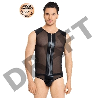 Костюм-сетка на замочке мужской SoftLine Collection (майка, трусы), черный, XL