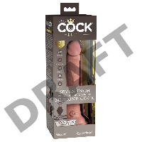 Вибромассажер-реалистик на присоске с двойной плотностью King Cock Elite 7 с пультом ДУ