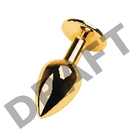 Анальная втулка Metal by TOYFA, металл, золотая, с чёрным кристаллом, 7 см, Ø 2,8 см, 50 г