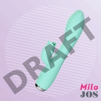 Вибратор с клиторальным стимулятором и язычком, JOS MILO, силикон, голубой, 20 см