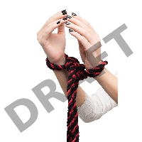 Наручники-оковы из хлопковой веревки Узел-Омега, черно-красные, 3,5 м