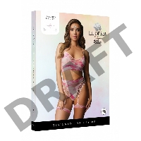 Эротический комплект с наклейкой на лицо Bra Set With Garters & Dazzling Sticker