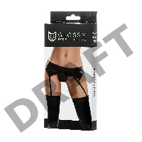 Комплект Glossy из материала Wetlook (пояс с пажами для чулок и трусики), черный, M