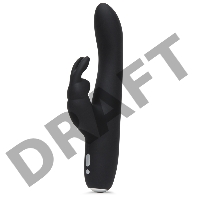 Черный вибратор с клиторальным отростком Greedy Girl Slimline Rabbit Vibrator - 22,8 см.