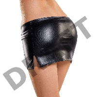 Мини-юбка Glossy из материала Wetlook, черный, S