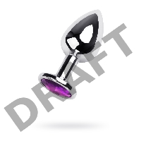 Анальная втулка Штучки-Дрючки, металл, серебряная, с фиолетовым кристаллом, 8 см, Ø 3 см, 165 г