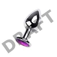 Анальная втулка Штучки-Дрючки, металл, серебряная, с фиолетовым кристаллом, 8 см, Ø 3 см, 165 г