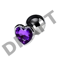 Анальная втулка Штучки-Дрючки, металл, серебряная, с фиолетовым кристаллом, 8 см, Ø 3 см, 165 г