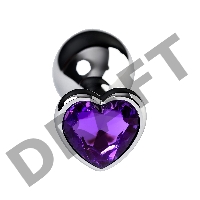 Анальная втулка Штучки-Дрючки, металл, серебряная, с фиолетовым кристаллом, 8 см, Ø 3 см, 165 г