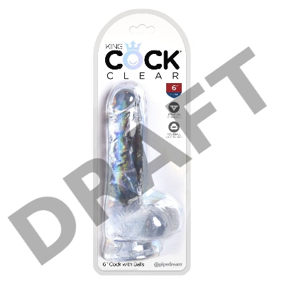 King Cock Clear 6 Cock with Balls Прозрачный фаллоимитатор с мошонкой на присоске