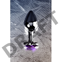 Анальная втулка Штучки-Дрючки, металл, серебряная, с фиолетовым кристаллом, 8 см, Ø 3 см, 165 г