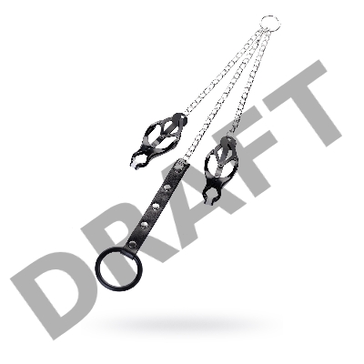 Зажимы для сосков с кольцом для пениса, TOYFA Metal, черные