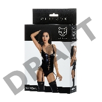 Боди Glossy из материала Wetlook на шнуровке, черное, М