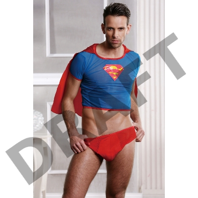 Костюм супермена Candy Boy Superman (футболка с плащем, трусы), красно-голубой, OS