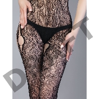 Боди-комбинезон черный с разрезами на бедрах (Impulse)