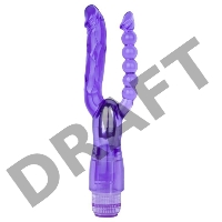Фиолетовый анально-вагинальный вибратор Extreme Dual Vibrator - 25 см.