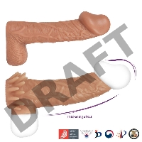  Насадка KOKOS реалистичная с дополнительной стимуляцией, TPE, телесная, 15.6 см