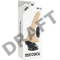 Телесный вибратор на мощной присоске Basecock Realistic Vibrator - 20 см.