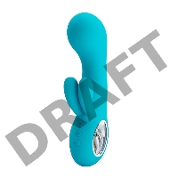 Бирюзовый вибратор Chris с клиторальным отростком - 15,4 см.