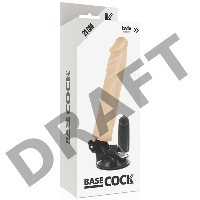 Телесный вибратор на мощной присоске Basecock Realistic Vibrator - 21 см.