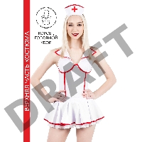 Верхняя часть костюма «Медсестра», Pecado BDSM, корсет, головной убор, бело-красный, 46