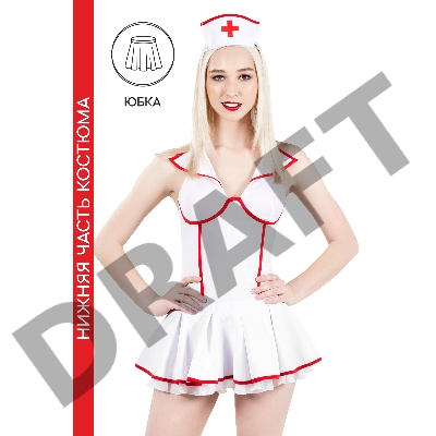 Нижняя часть костюма «Медсестра», Pecado BDSM, юбка,бело-красный, 44-46
