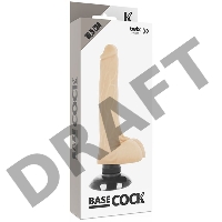 Телесный вибратор на присоске Basecock Realistic Vibrator 2in1 - 18,5 см.