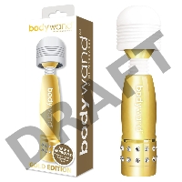 Золотистый жезловый мини-вибратор с кристаллами Mini Massager Gold Edition