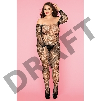 Костюм-сетка со стразами и стринги Candy Girl Jewelle черные, 2XL