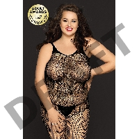 Костюм-сетка со стразами и стринги Candy Girl Angelle черные, 2XL