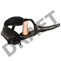 Страпон LoveToy с поясом Harness, с 2 насадками, neoskin, черный, 17,5 см