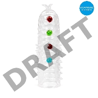 Закрытая белая насадка на пенис Crystal Sleeve с шариками и усиками - 14 см.