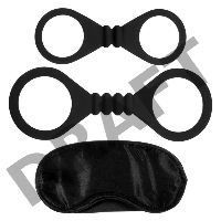 Черный набор для бондажа Bound To Please Blindfold Wrist And Ankle Cuffs
