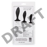 Набор из трех черных анальных пробок Silicone Anal Curve Kit