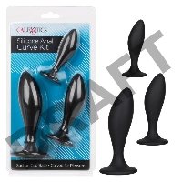 Набор из трех черных анальных пробок Silicone Anal Curve Kit