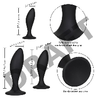 Набор из трех черных анальных пробок Silicone Anal Curve Kit