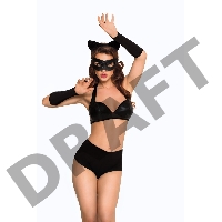 Костюм SoftLine Collection Catwoman (бюстгальтер,шортики,головной убор,маска,перчатки), черный, M